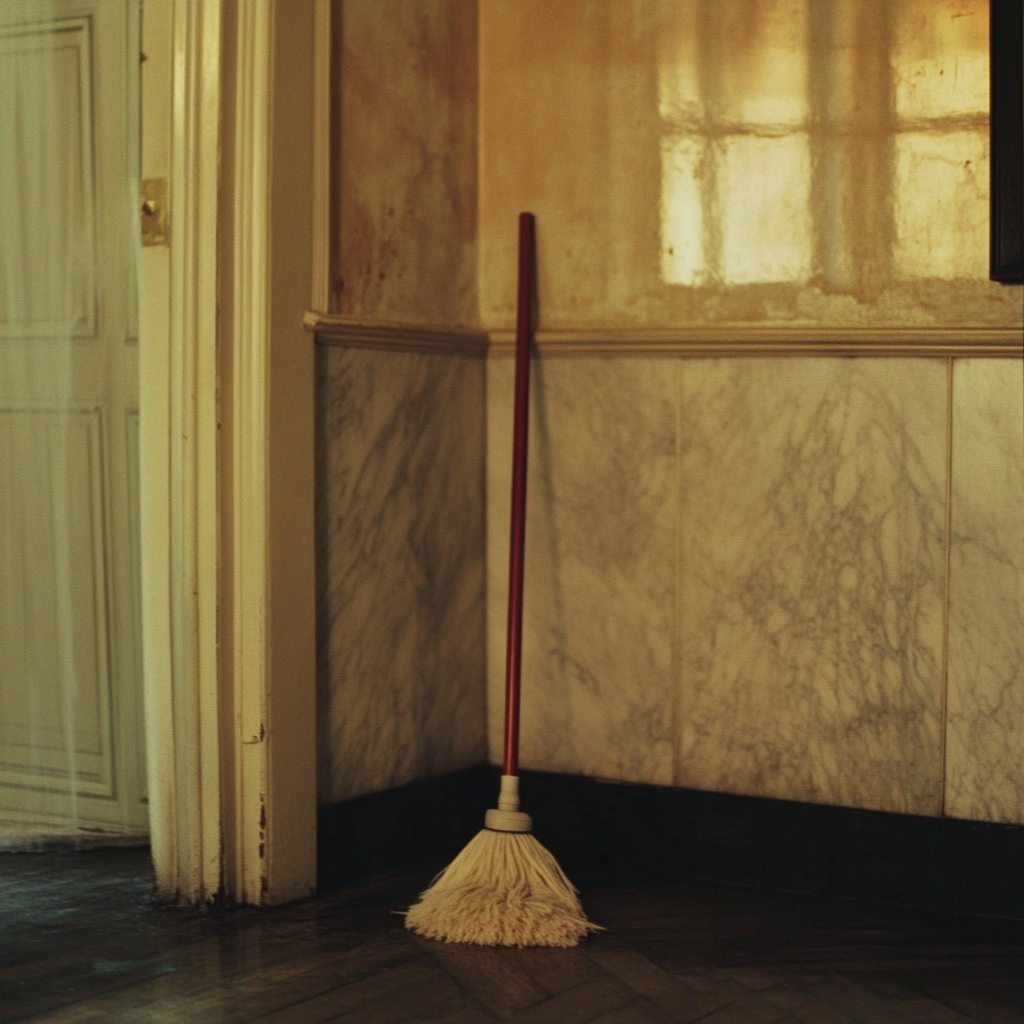 A mop in the corner of a room | Source: Midjourney