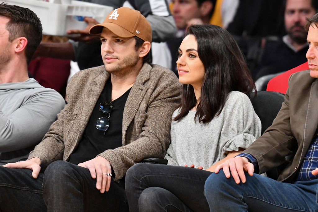 Ashton Kutcher and Mila Kunis attend a basketball game between the Los Angeles Lakers and the Philadelphia 76ers at Staples Center on January 29, 2019. | Source: Getty Images