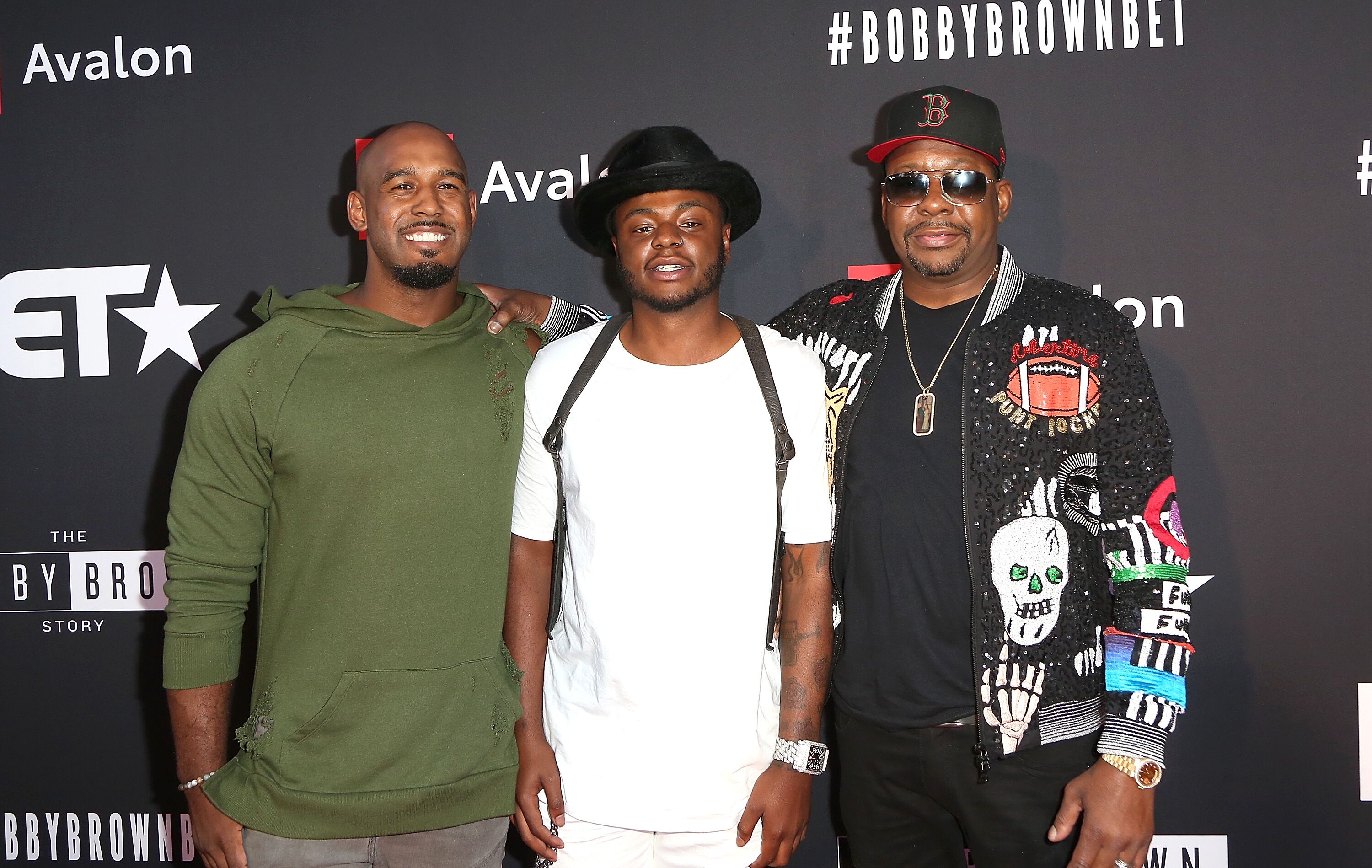 Landon Brown, Bobby Brown Jr., and Bobby Brown at the premiere of "The Bobby Brown Story" in 2018 in Hollywood | Source: Getty Images