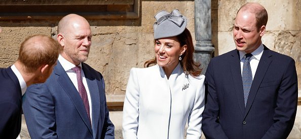  Prince Harry, Duke of Sussex, Mike Tindall, Katherine and Prince William at St George's Chapel, Windsor Castle,  England