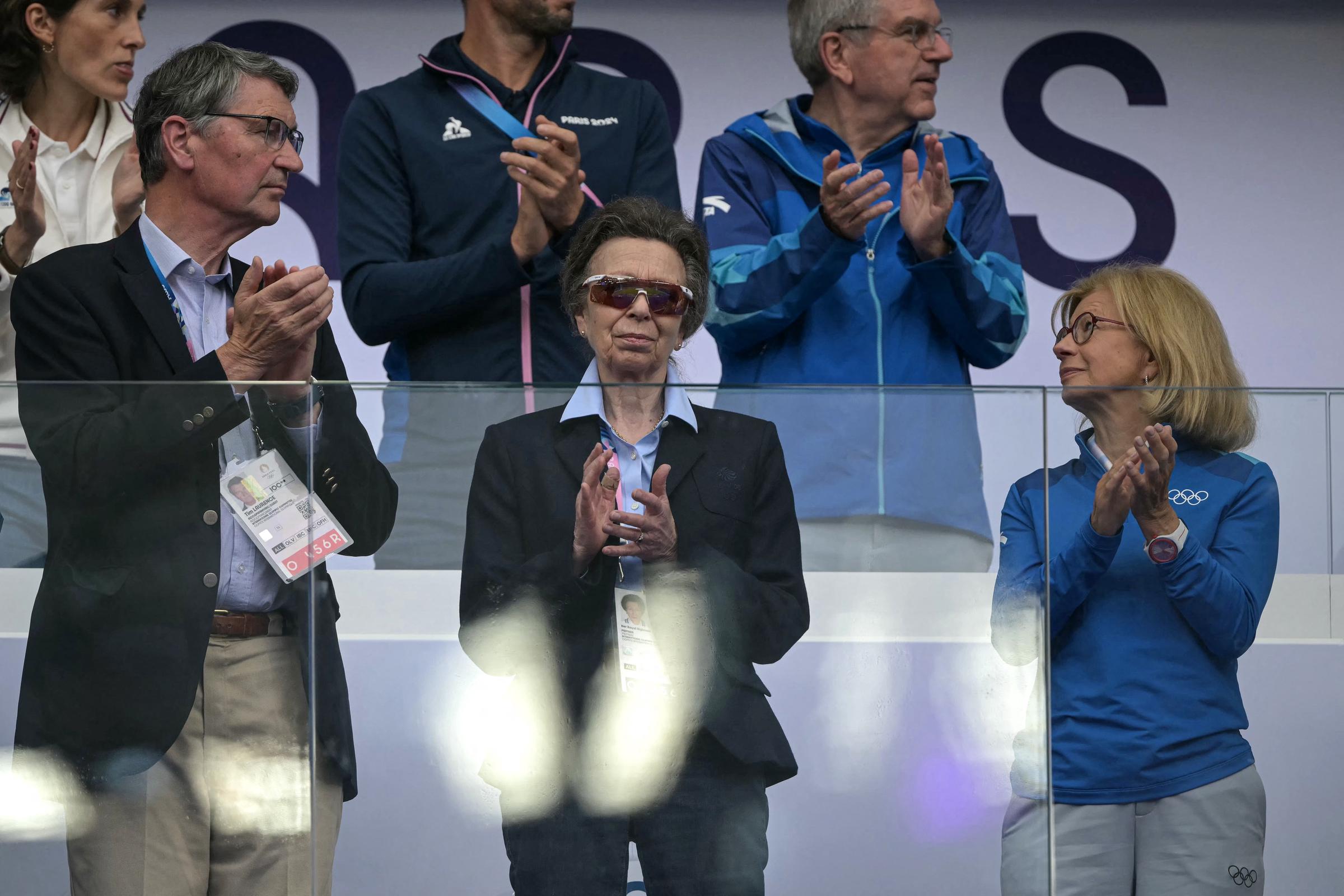 Princess Anne with other members of the International Olympic Committee attend the men's gold medal rugby sevens during the Paris 2024 Olympic Games on July 27, 2024. | Source: Getty Images