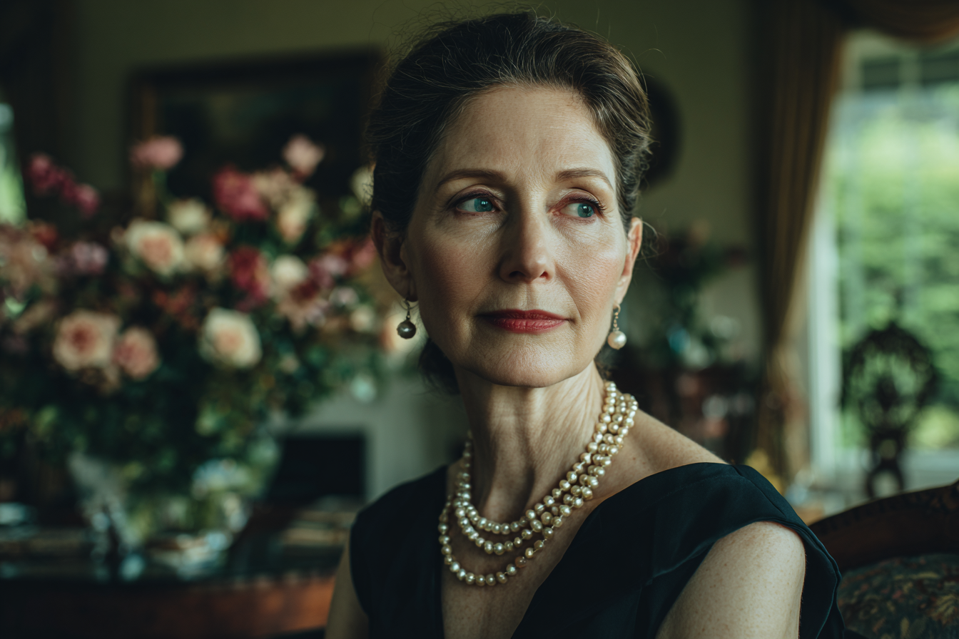 An older woman looking to her side | Source: Midjourney
