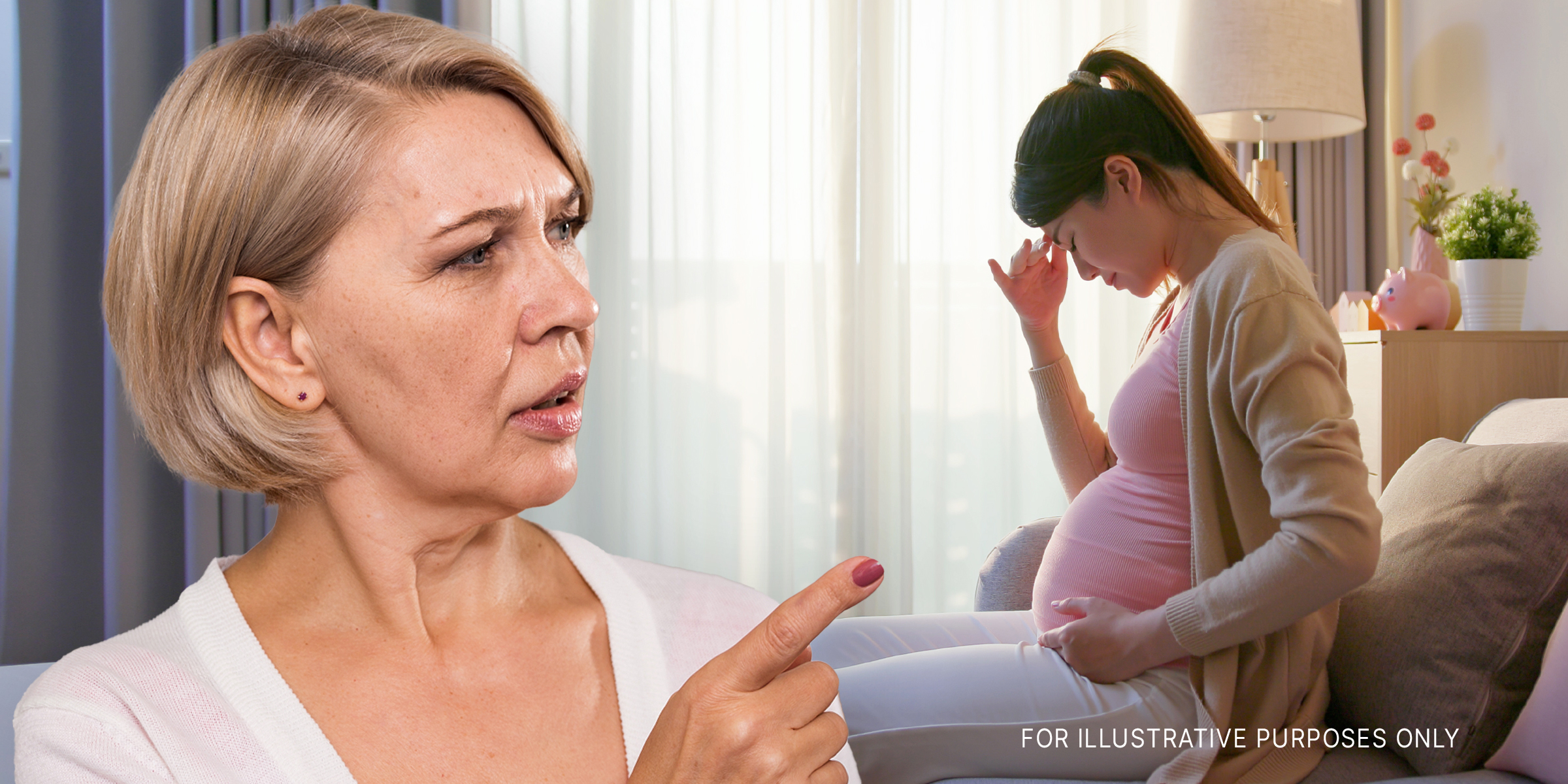 Woman pointing at a pregnant woman | Source: Getty Images | Shutterstock