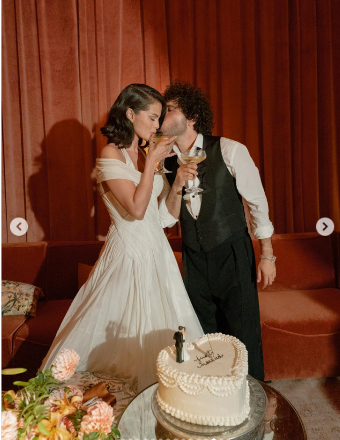 Selena Gomez and Benny Blanco on their wedding day, from a post dated September 30, 2025 | Source: Instagram/selenagomez