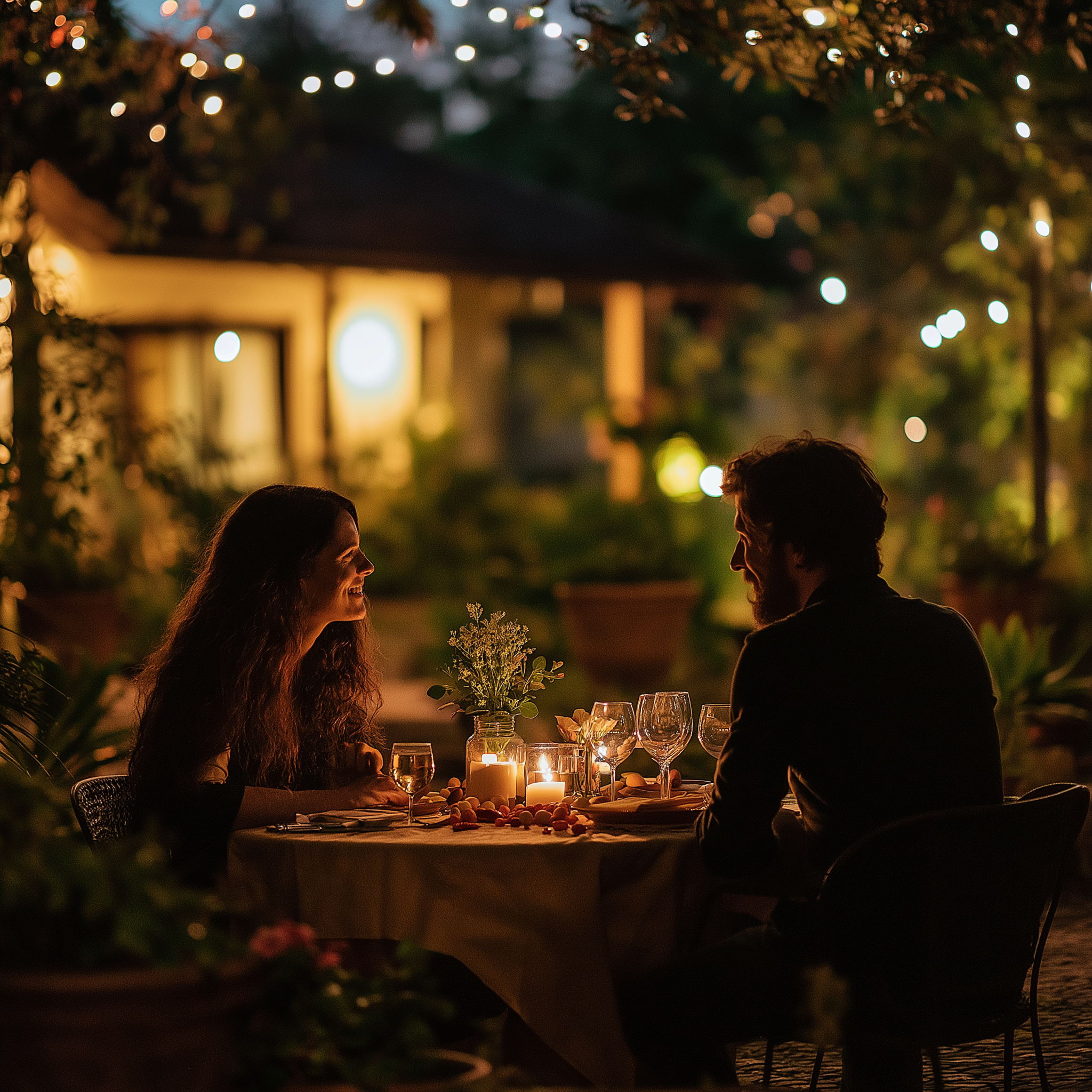 A romantic dinner set up | Source: Midjourney