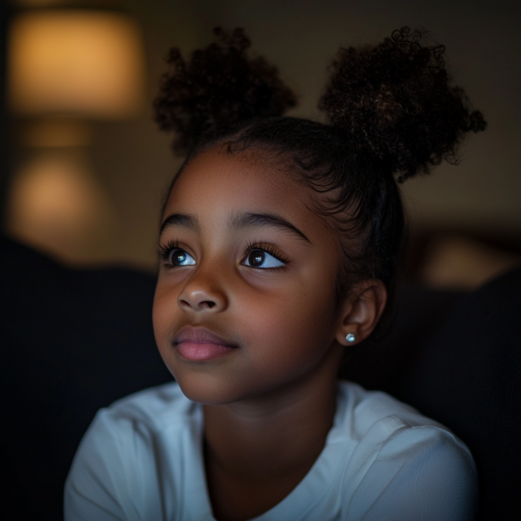 A black girl looks quiet and reflective | Source: Midjourney