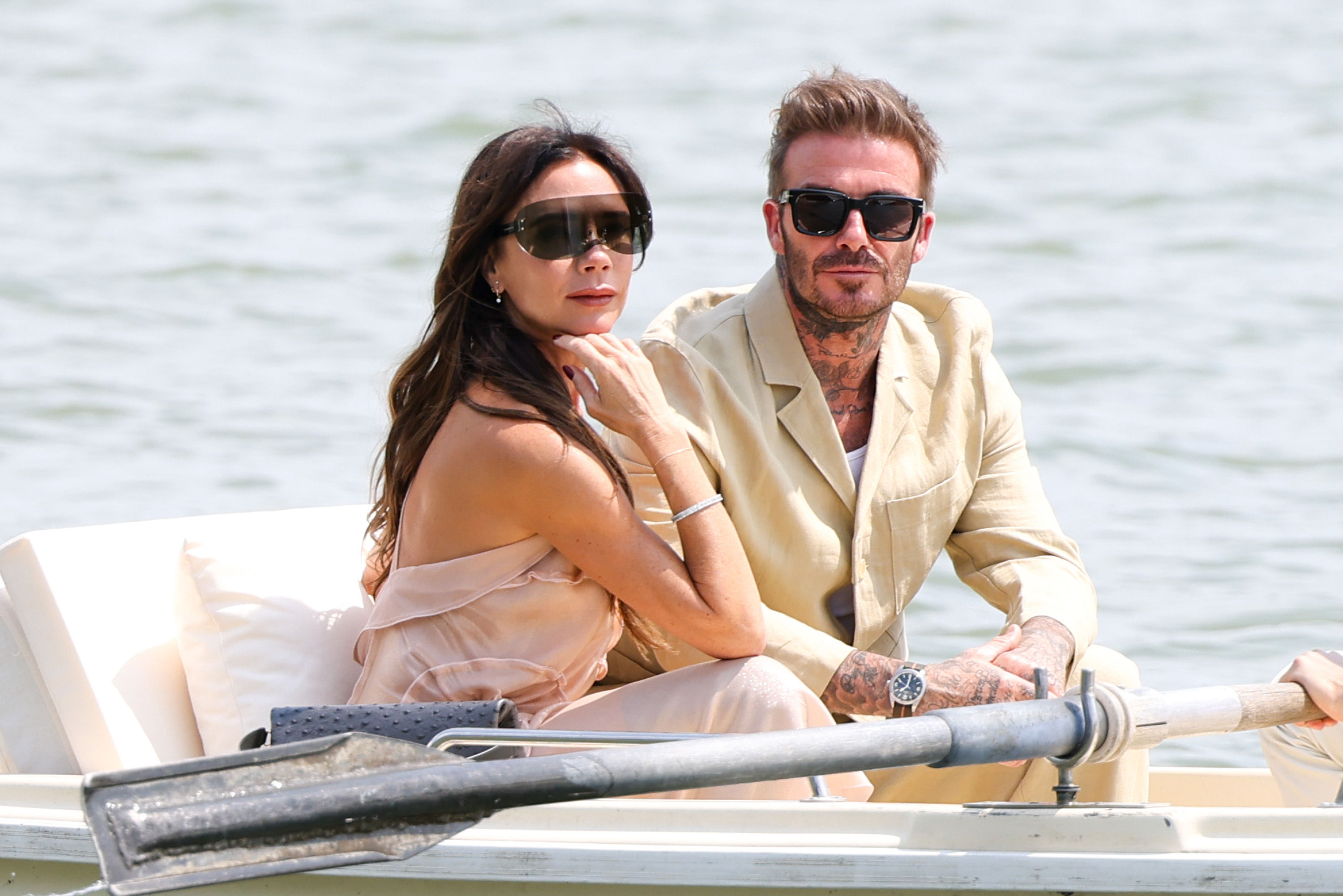 David Beckham and Victoria Beckham are seen during the "Le Chouchou" Jacquemus Fashion Show in Versailles, France on June 26, 2023 | Source: Getty Images