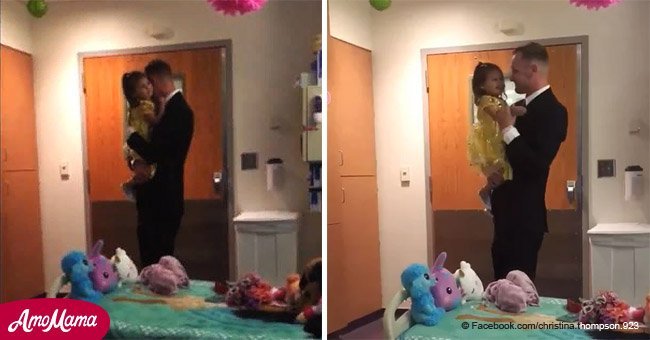 Father surprises little cancer patient with daddy-daughter dance in hospital