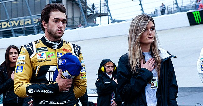 Chase Elliott and Kaylie Green stand for the national anthem at the Monster Energy NASCAR Cup Series in Delaware on May 5, 2019. | Photo: Getty Images