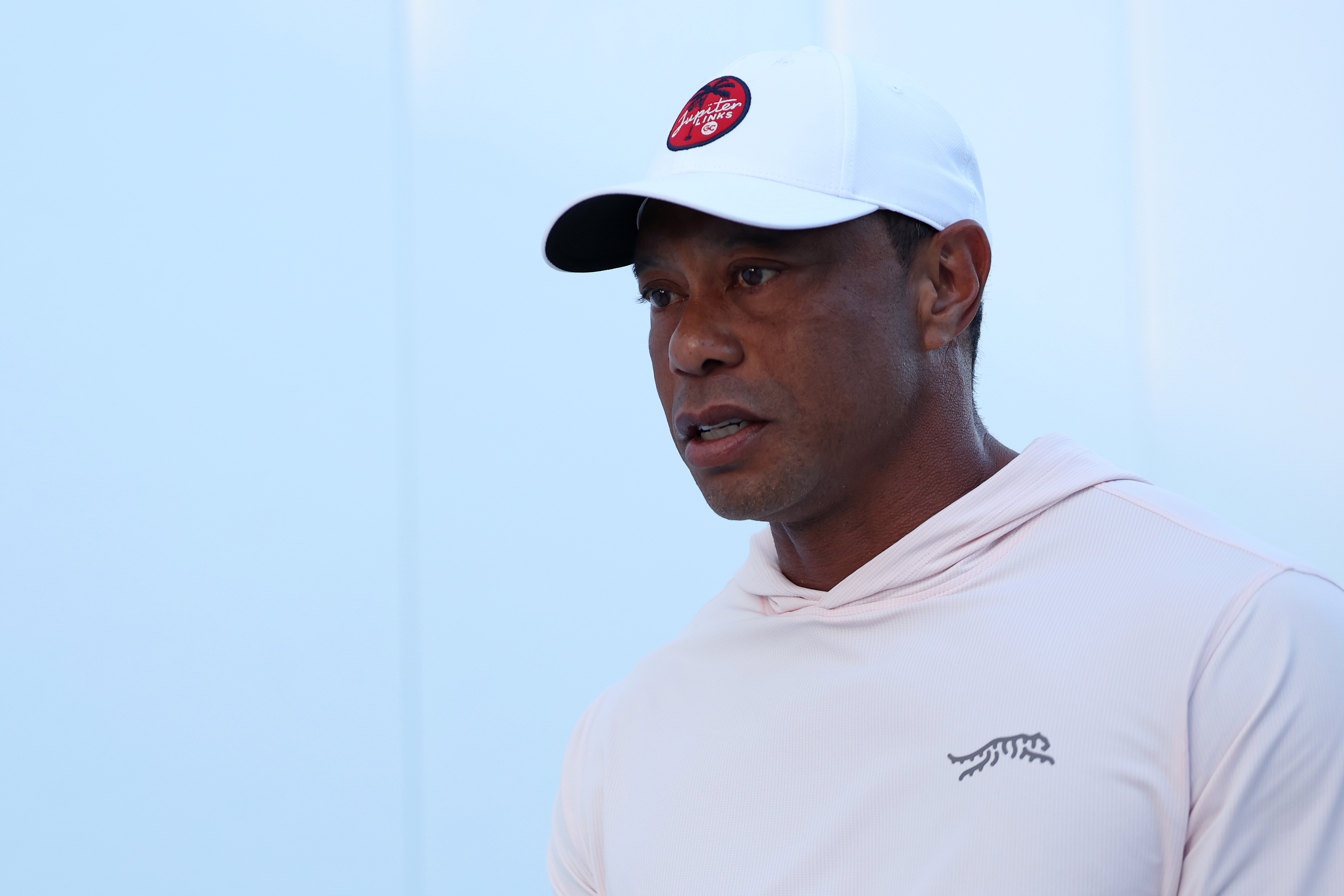 Tiger Woods arrives before a TGL Finals match at SoFi Center in Palm Beach Gardens, Florida on March 23, 2026. | Source: Getty Images