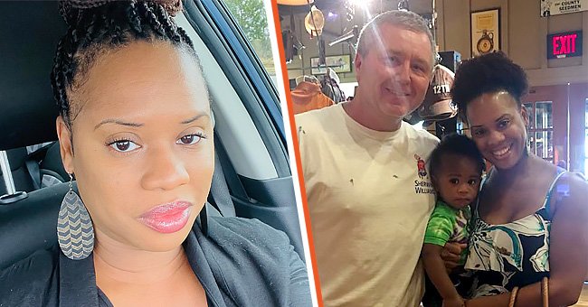 [Left] A selfie of Nyesha Wingate in car.[Right] Nyesha Wingate and her son with the stranger who paid for their meal. | Source: facebook.com/nyeshans