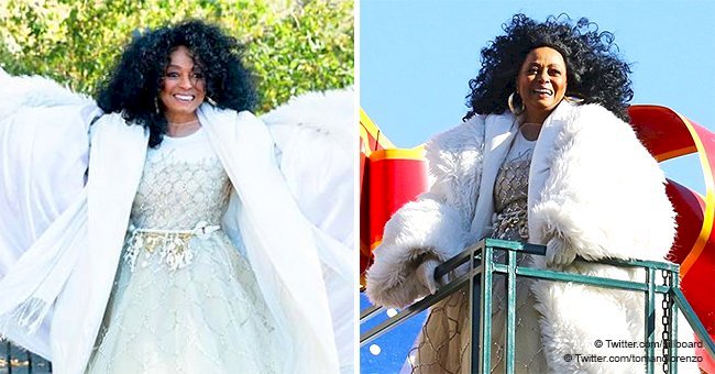 Diana Ross looks amazing in glimmering white gown and fur coat at Thanksgiving Parade 