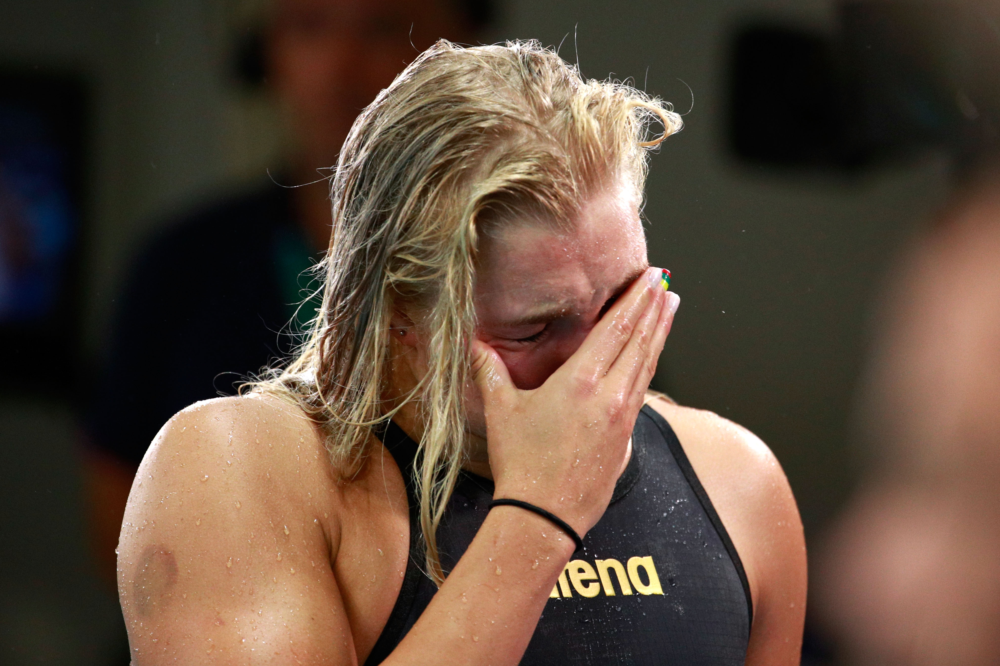 Ruta Meilutyte of Lithuania looks dejected after the Women's 100m Breaststroke Final at the Rio 2016 Olympic Games in Rio de Janeiro, Brazil, on August 8, 2016. | Source: Getty Images