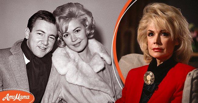 Bobby Darin and Sandra Dee at Idlewild Airport after their secret marriage [left], Sandra Dee in an interview circa 1991 [right] | Source: Getty Images