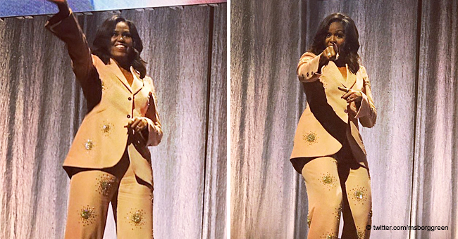 Michelle Obama Dons $2,300 Crystal-Embellished Pink Suit to Promote Her Memoir in Denmark