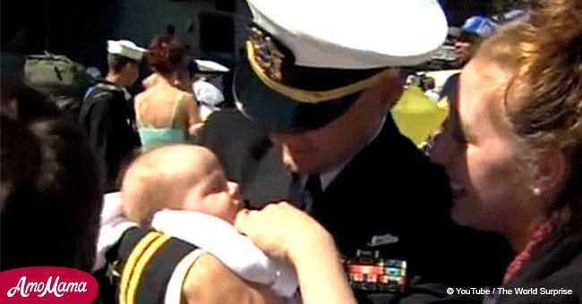 Navy sailor meets infant son for the first time and his reaction goes viral