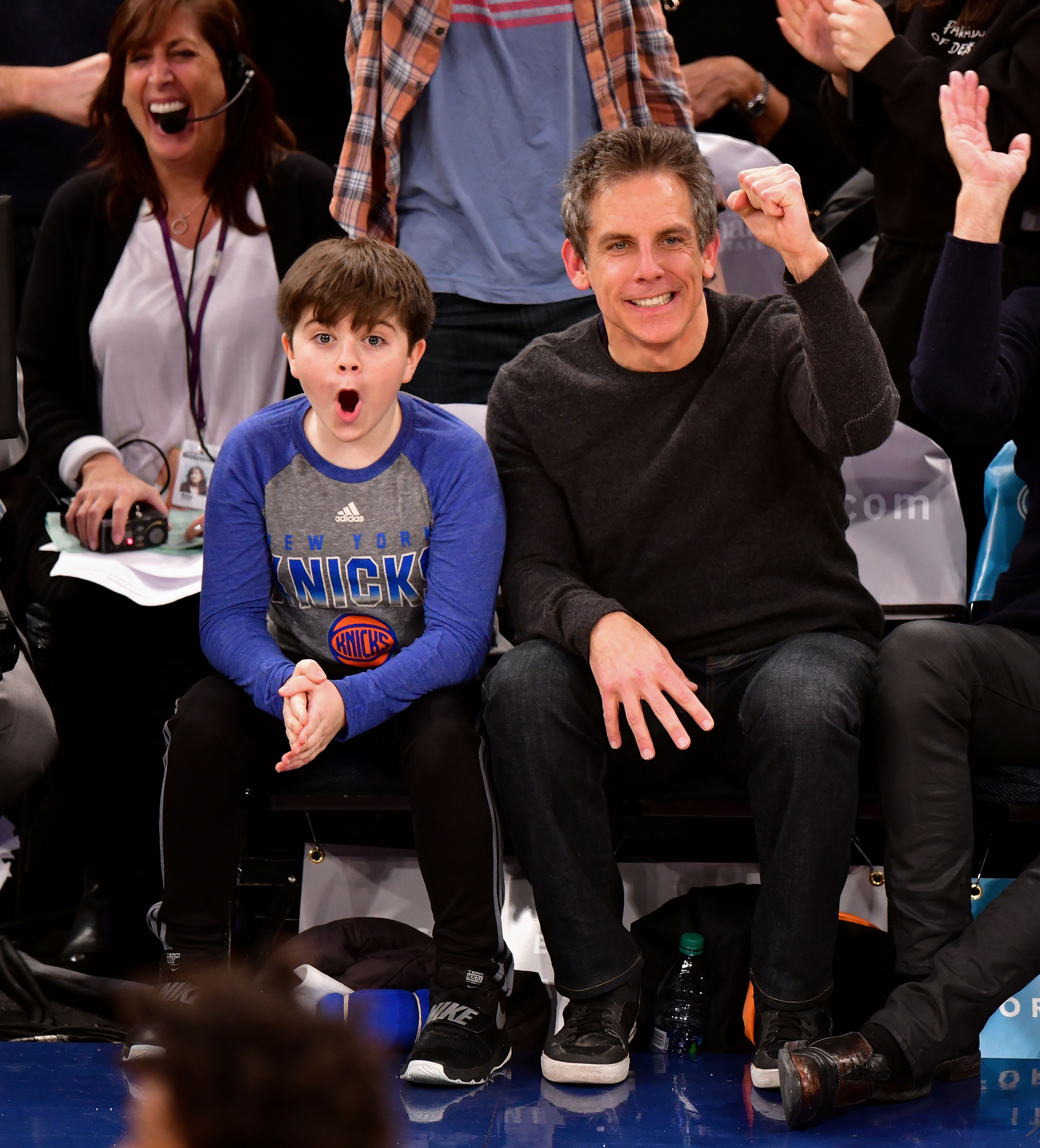 Quinlin and Ben Stiller at a Toronto Raptors Vs New York Knicks game in New York City on November 22, 2017 | Source: Getty Images