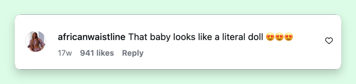 A netizen's comment about Ciara and Russell Wilson's kid from a Thanksgiving post on November 27, 2025 | Source: Instagram/ciara