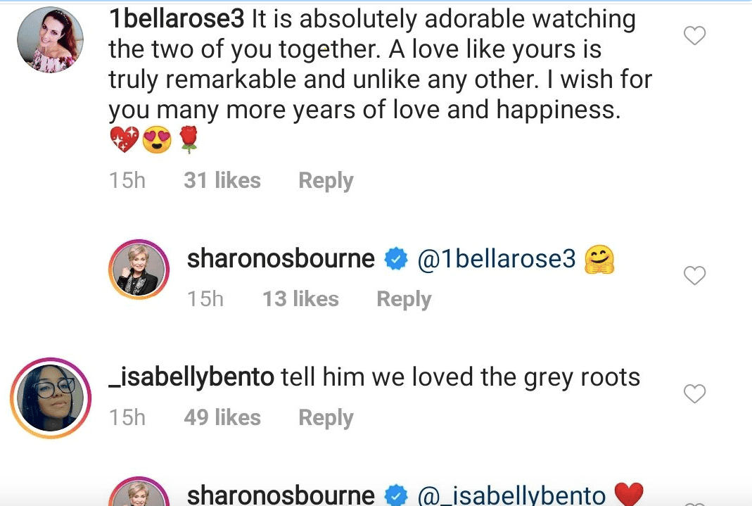 Fans' comment from Sharon Osbourne's post | Photo: instagram.com/sharonosbourne