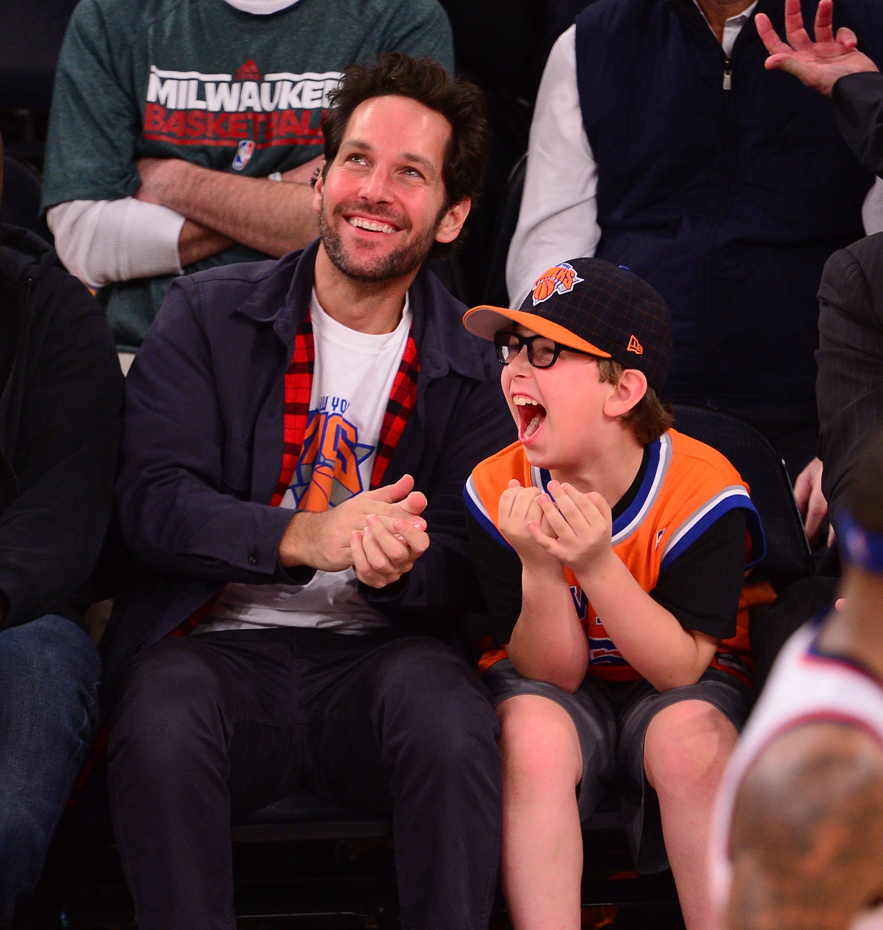Paul Rudd and son Jack Rudd at Madison Square Garden on October 30, 2013, in New York City. | Source: Getty Images