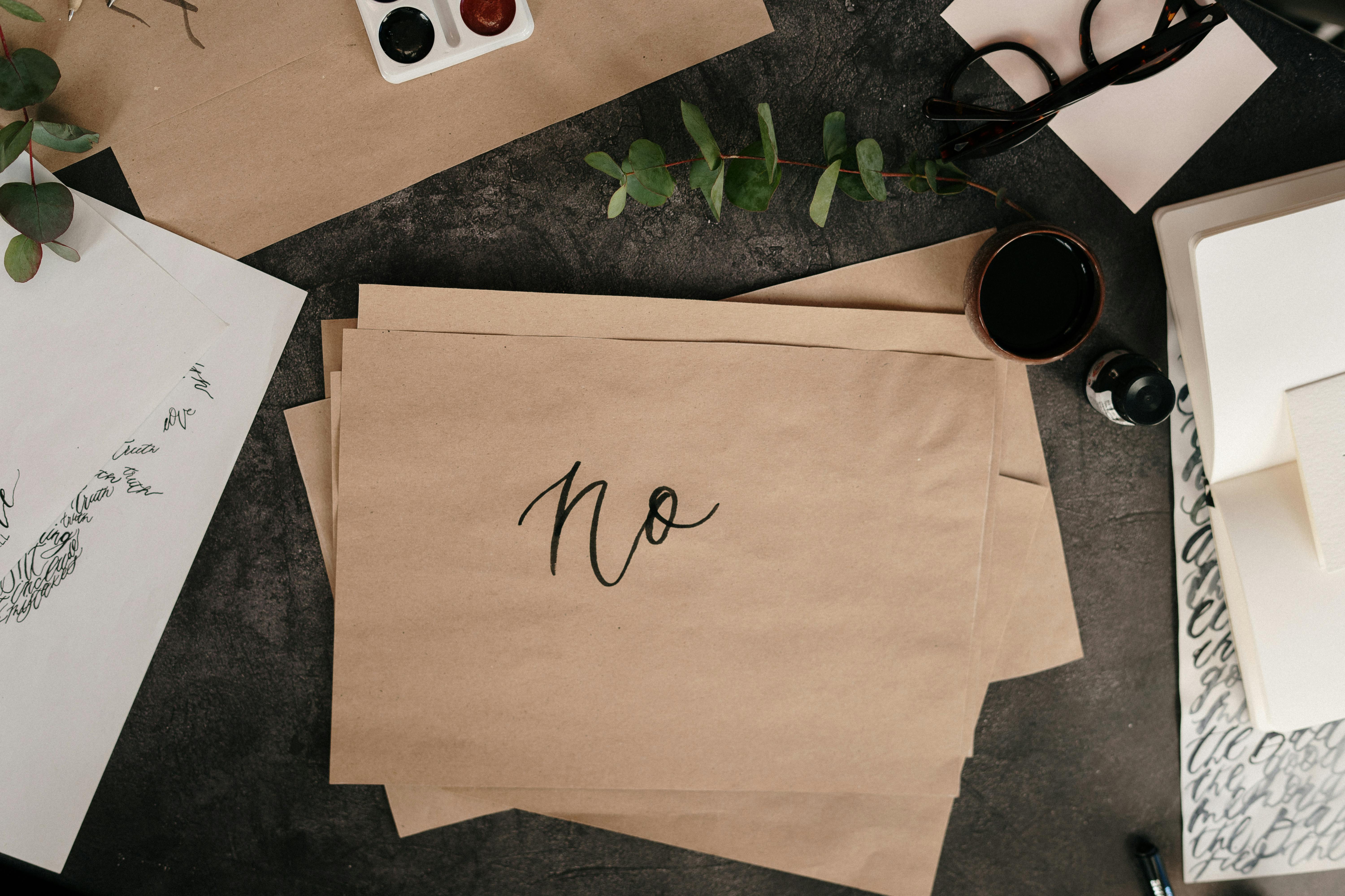 The word "no" on paper | Source: Pexels