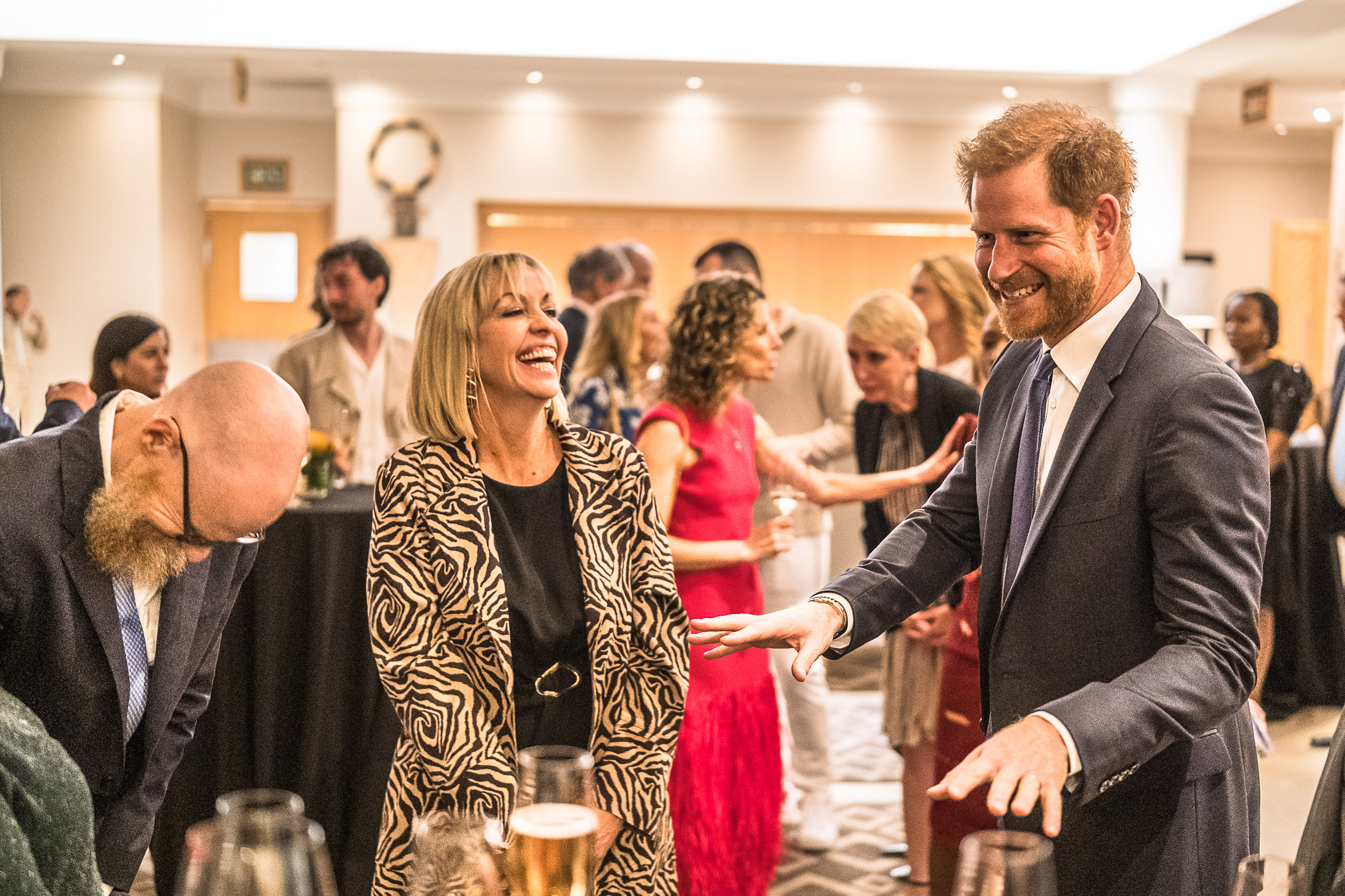 Monique Wilkinson, Business Development Manager at Baker McKenzie and Prince Harry, Duke of Sussex attend a Sentebale reception and panel discussion at The Saxon Hotel in Johannesburg, South Africa, on October 3, 2024 | Source: Getty Images