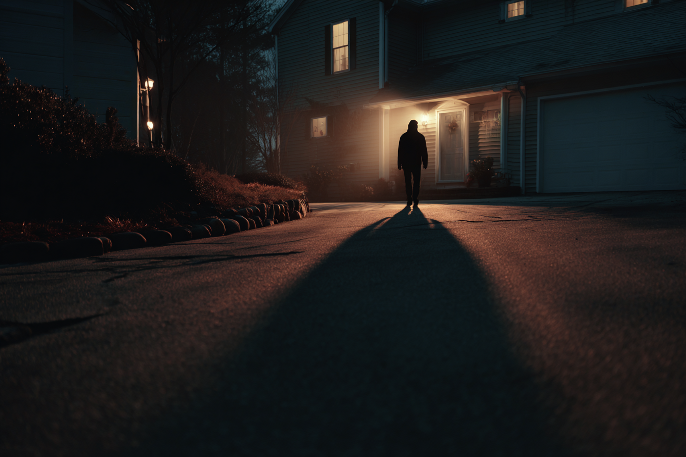 A silhouette of a person near a house | Source: Midjourney