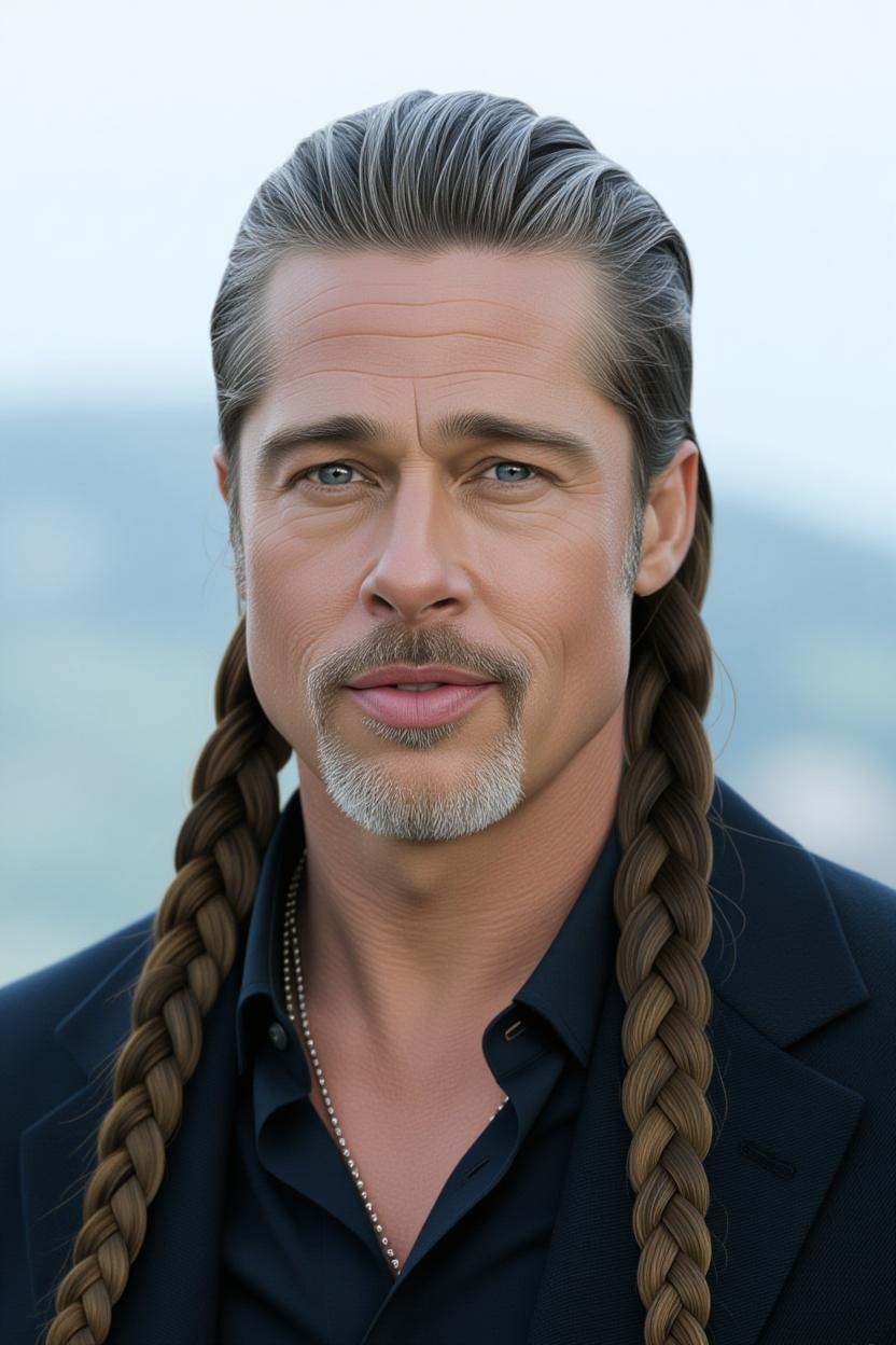 An AI-generated image of Brad Pitt with a different hairstyle | Source: Grok