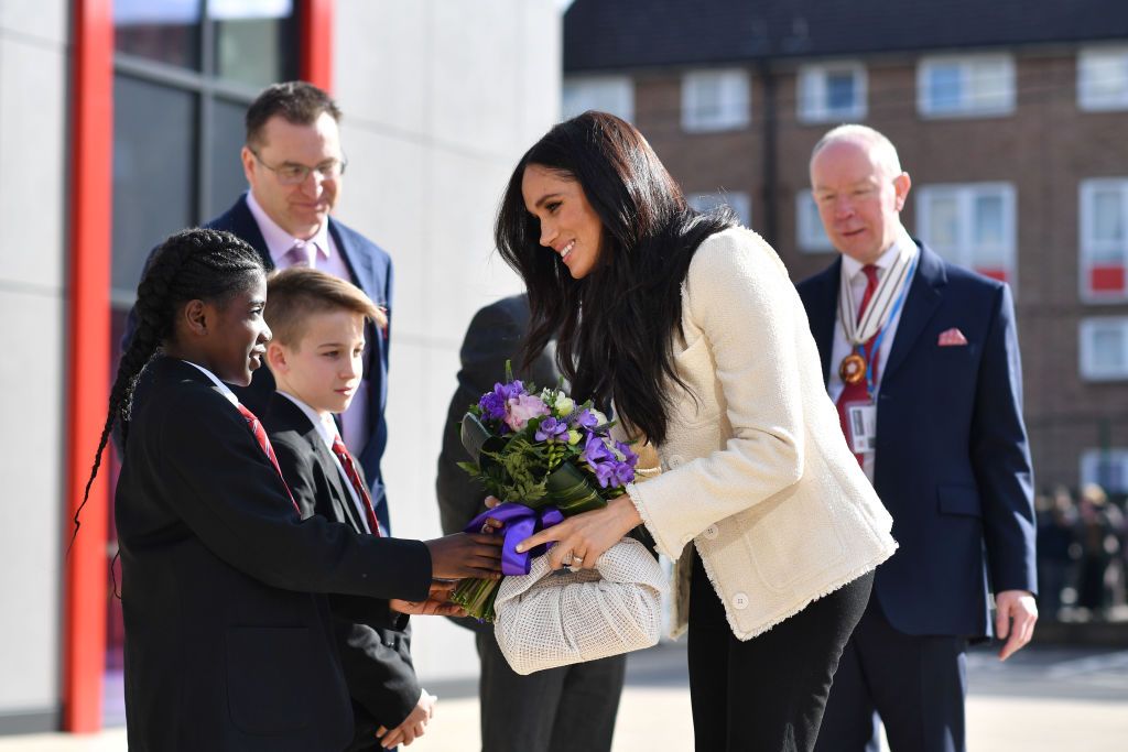 Meghan Markle at the Robert Clack Upper School in Dagenham on Sunday 8th March, on March 6, 2020  | Getty Images