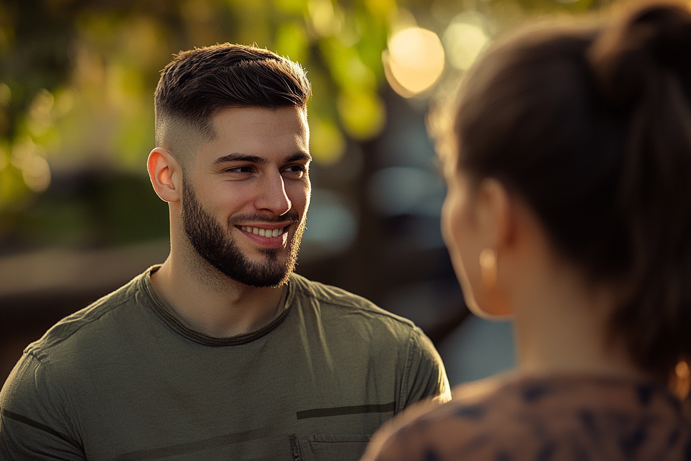 A man talking to his wife | Source: Midjourney