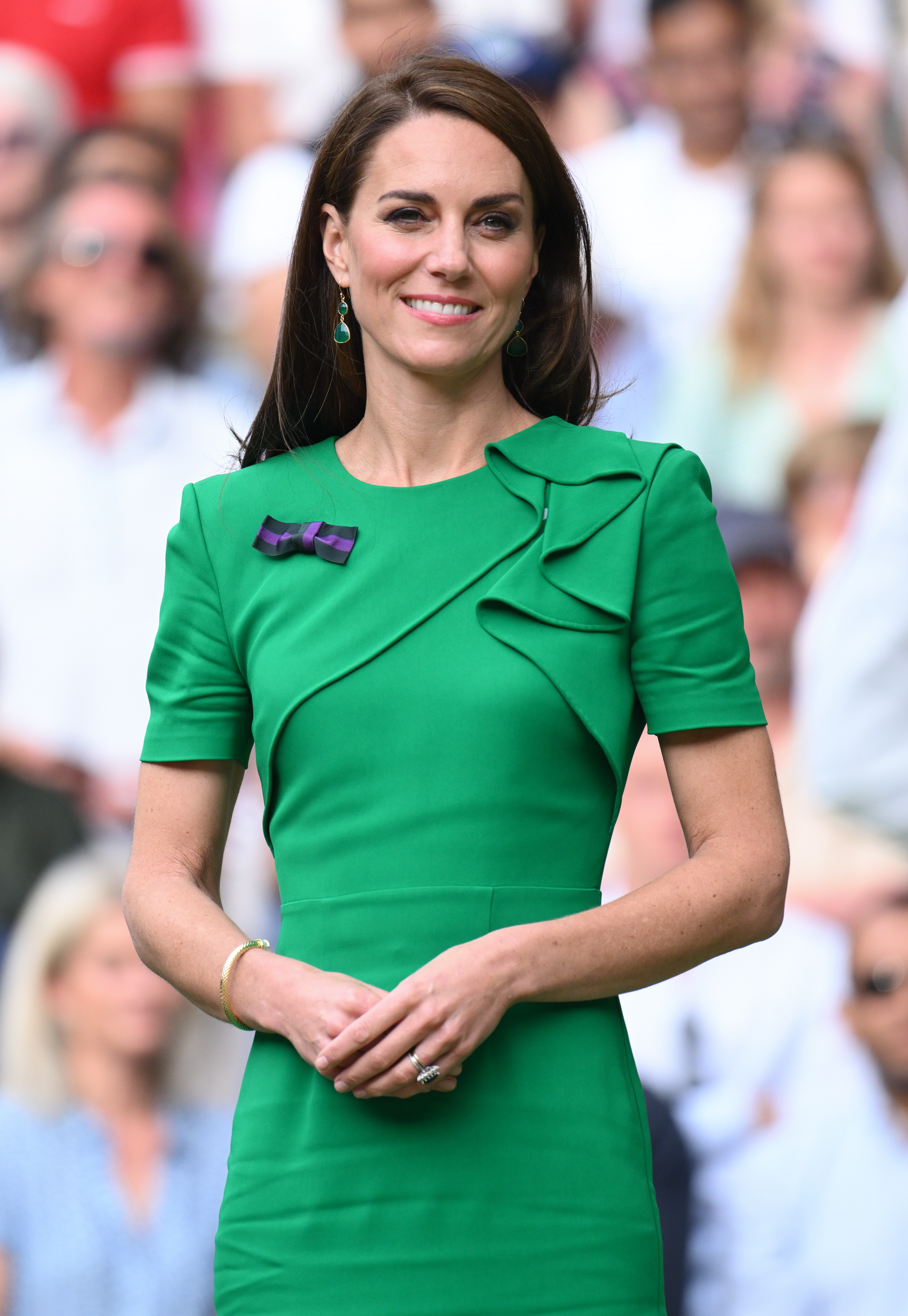 Catherine, Princess of Wales watches Carlos Alcaraz vs Novak Djokovic in the Wimbledon men's final during the Wimbledon Tennis Championships at All England Lawn Tennis and Croquet Club in London, England, on July 16, 2023. | Source: Getty Images