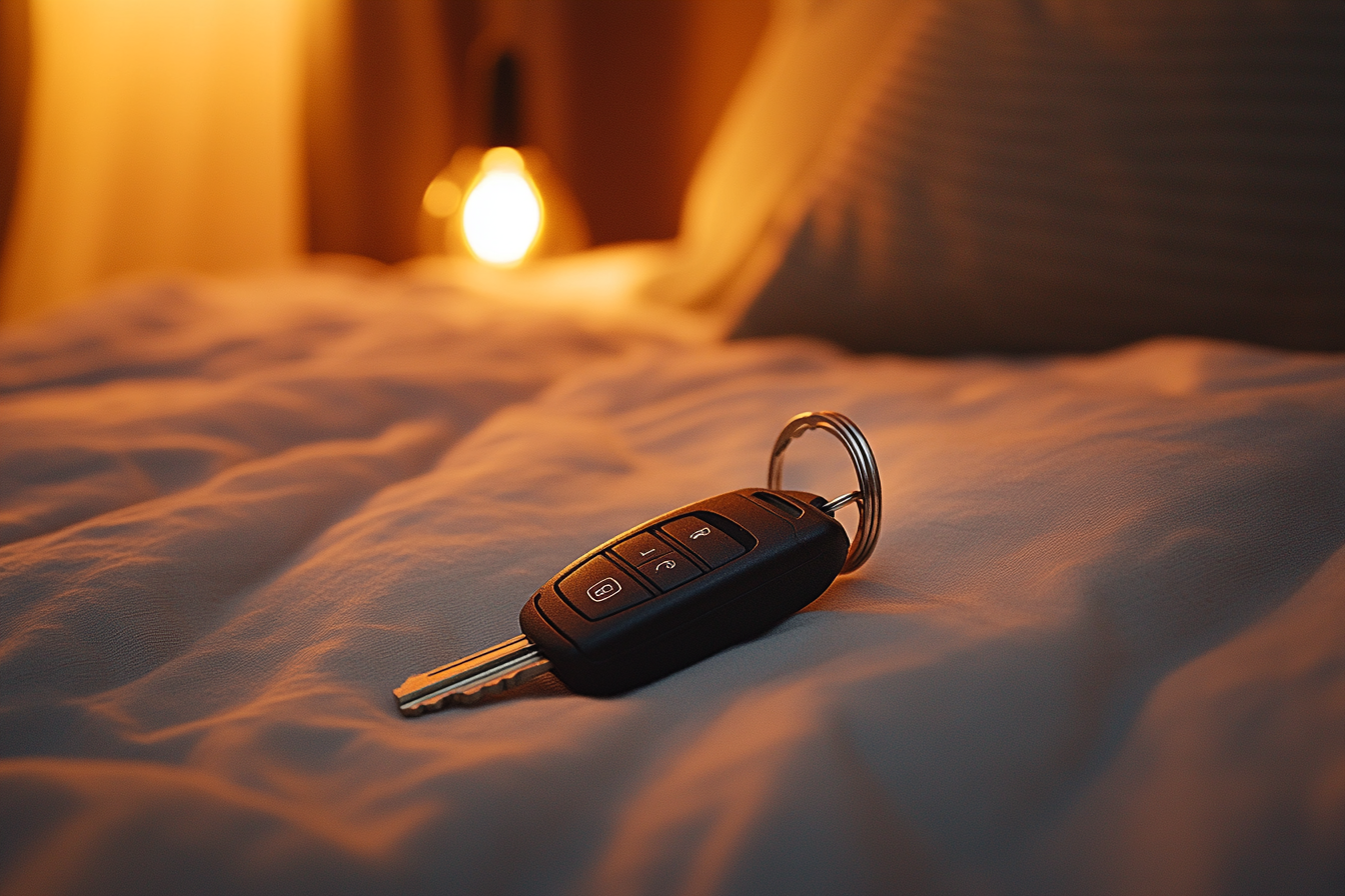 A car key on the bed | Source: Midjourney