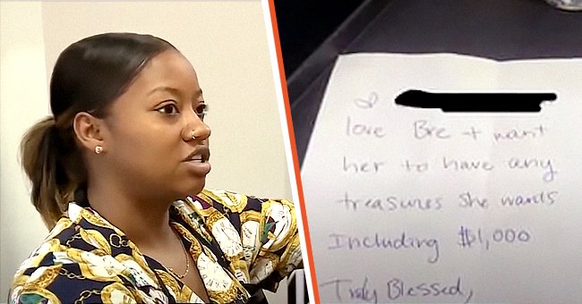 Breanna Turner [Left]. The touching note she received from her client [Right]. | Photo: youtube.com/wxii