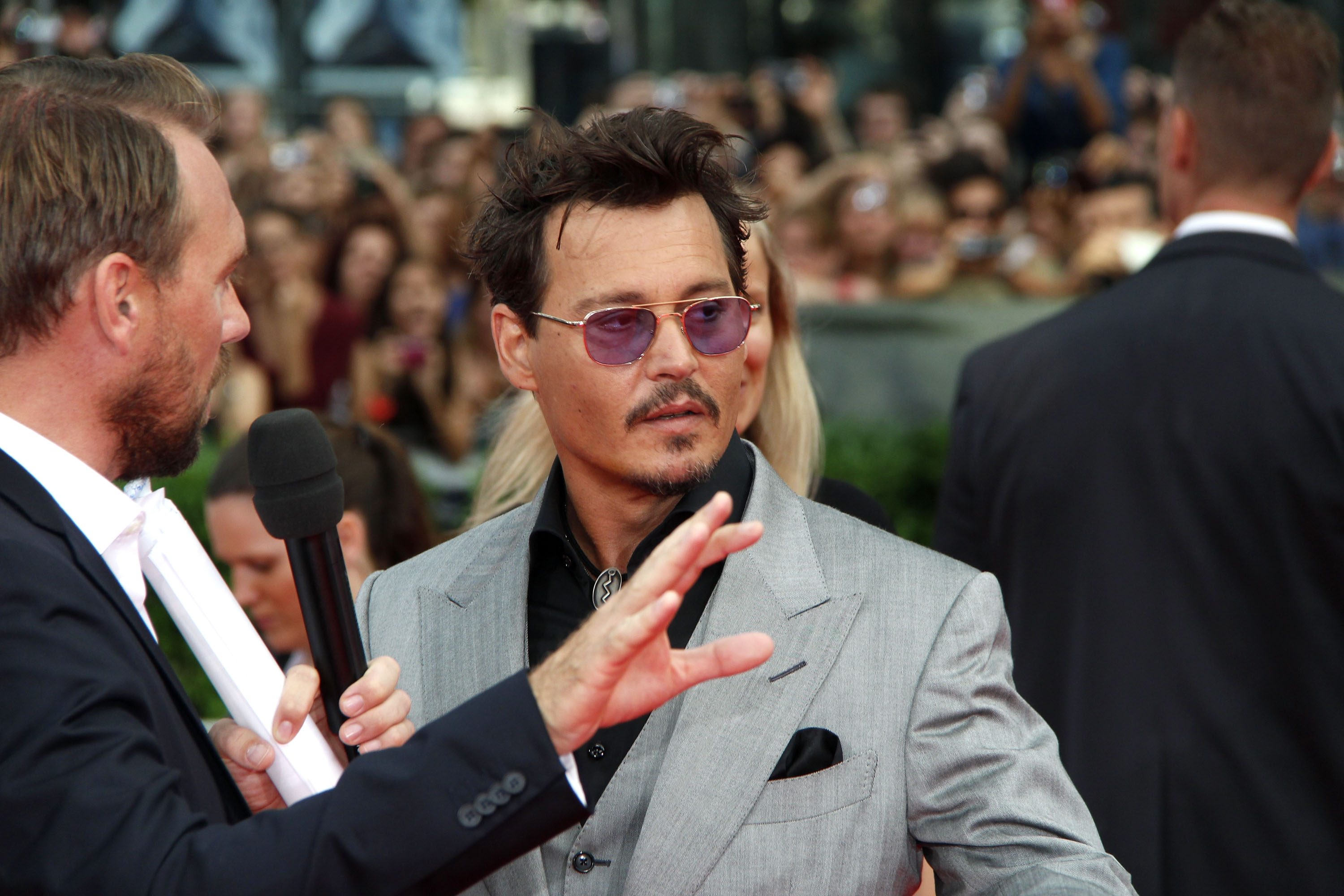 Johnny Depp interviewed at the "Lone Ranger" Germany premiere on July 19, 2013, in Berlin, Germany | Source: Getty Images