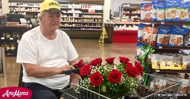 Stranger helps elderly man celebrate late wife's birthday after seeing flowers in cart