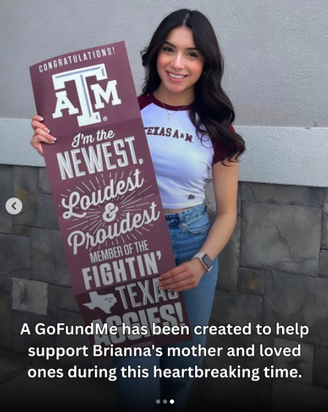Brianna Aguilera posing with a Texas A&M banner, posted on December 1, 2025. | Source: Instagram/aggiechicks