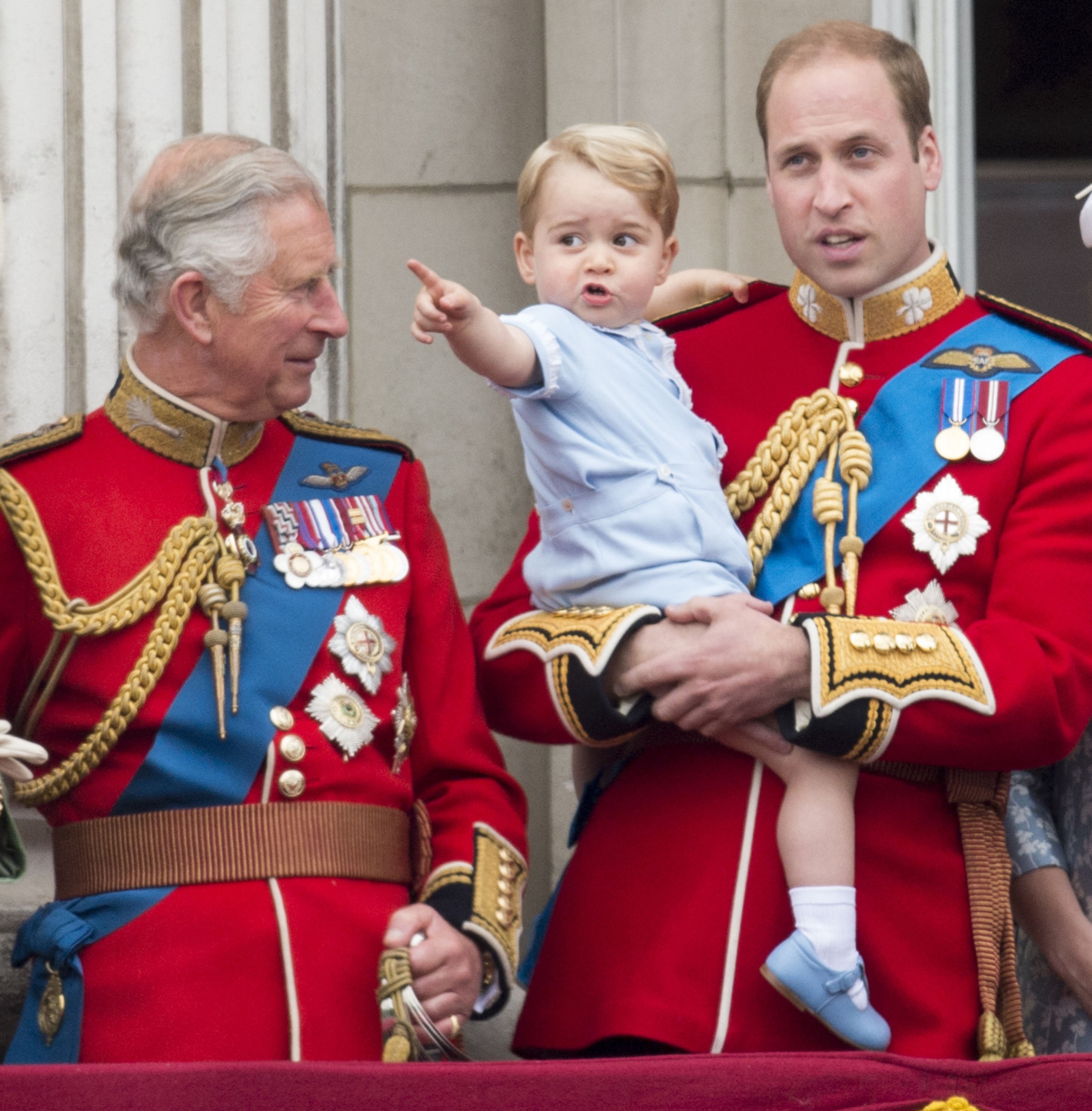 King Charles III with Prince William and Prince George of Cambridge during the annual Trooping the Colour ceremony at Buckingham Palace on June 13, 2015, in London, England. | Source: Getty Images