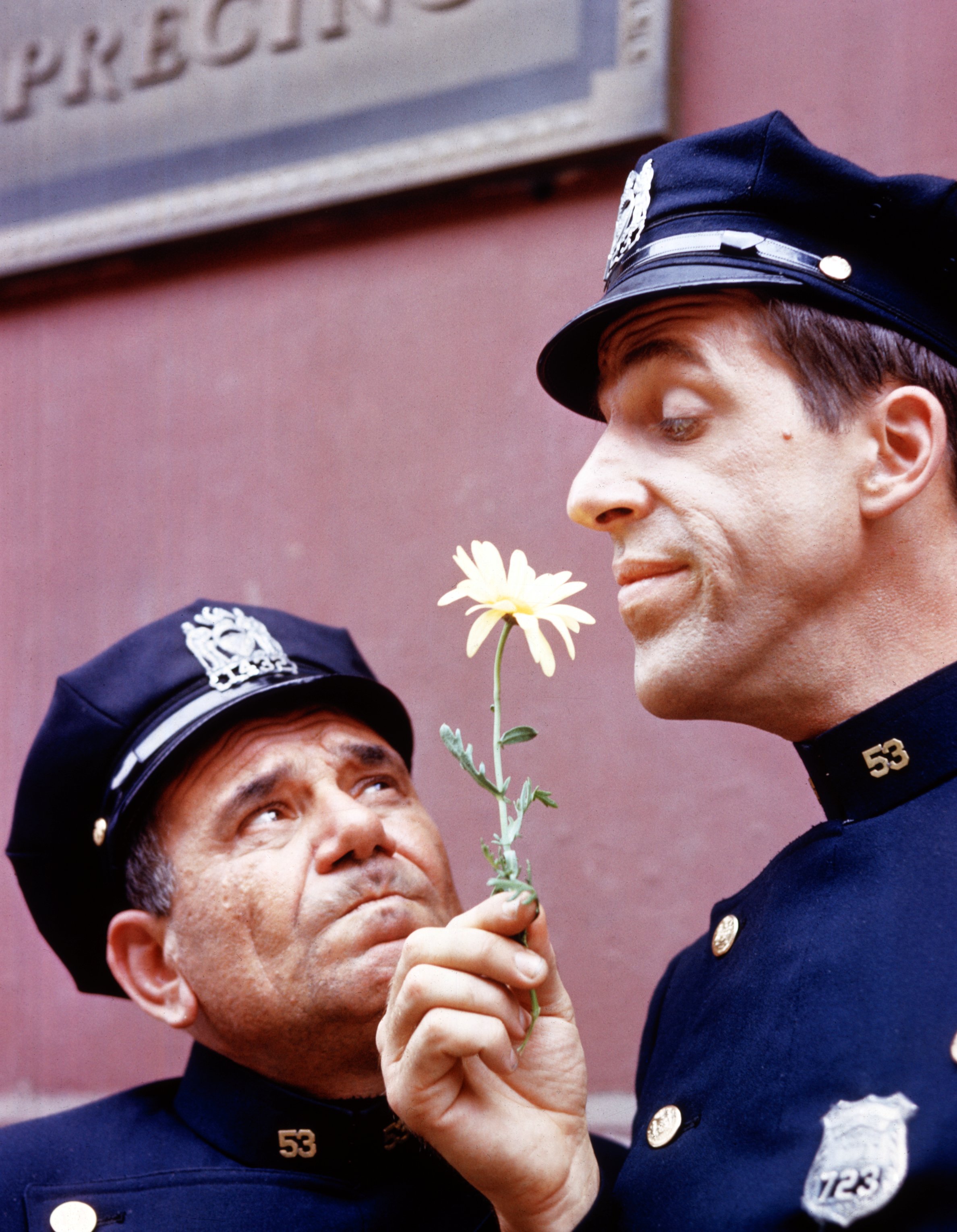 Scene from the television series "Car 54, Where Are You?" On the left is Fred Gwynne and on the right is Joe E. Ross. I Source: Getty Images