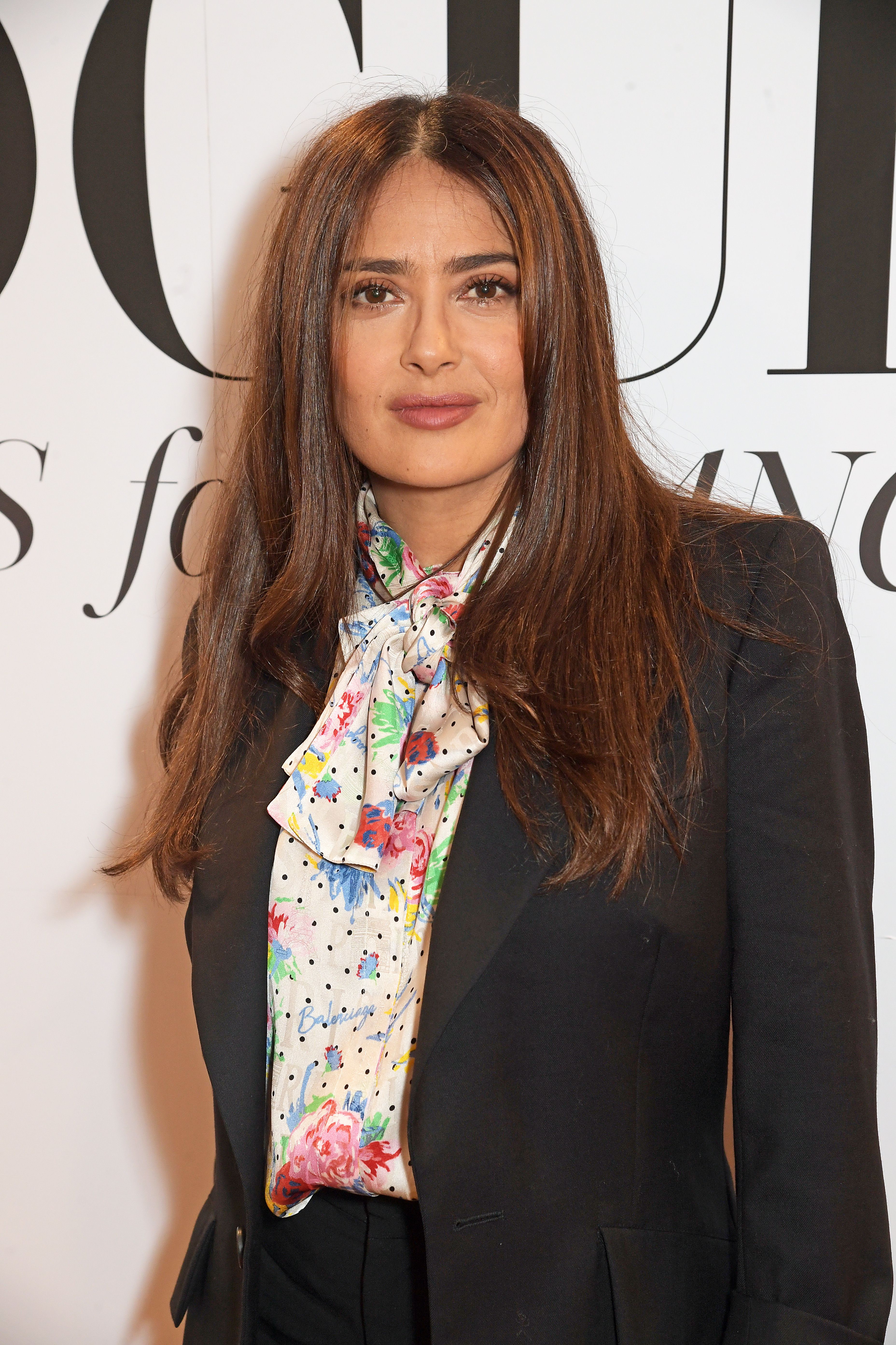 Salma Hayek at the  British Vogue's Forces For Change in London on March 7, 2020 | Getty Images