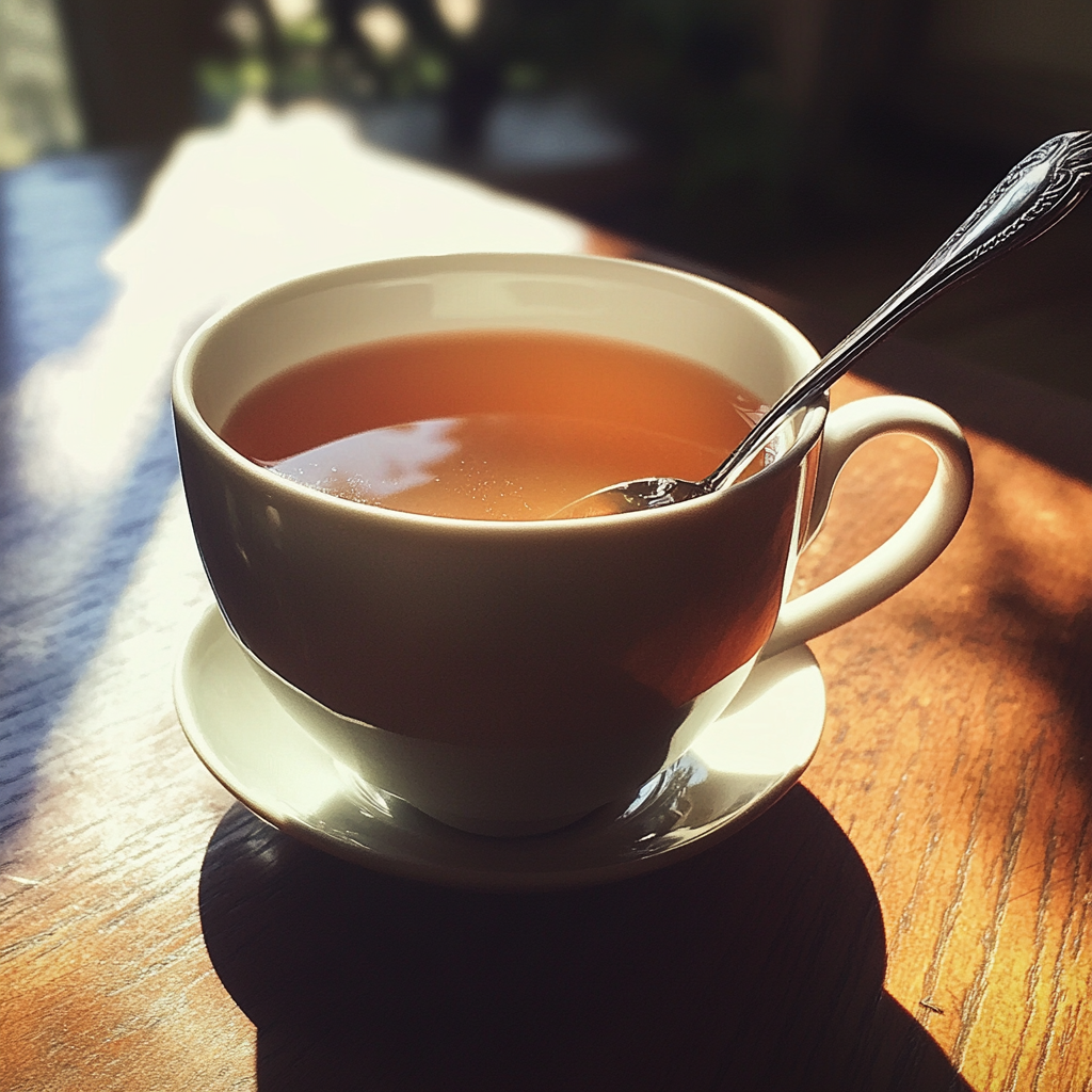 A cup of tea on a table | Source: Midjourney