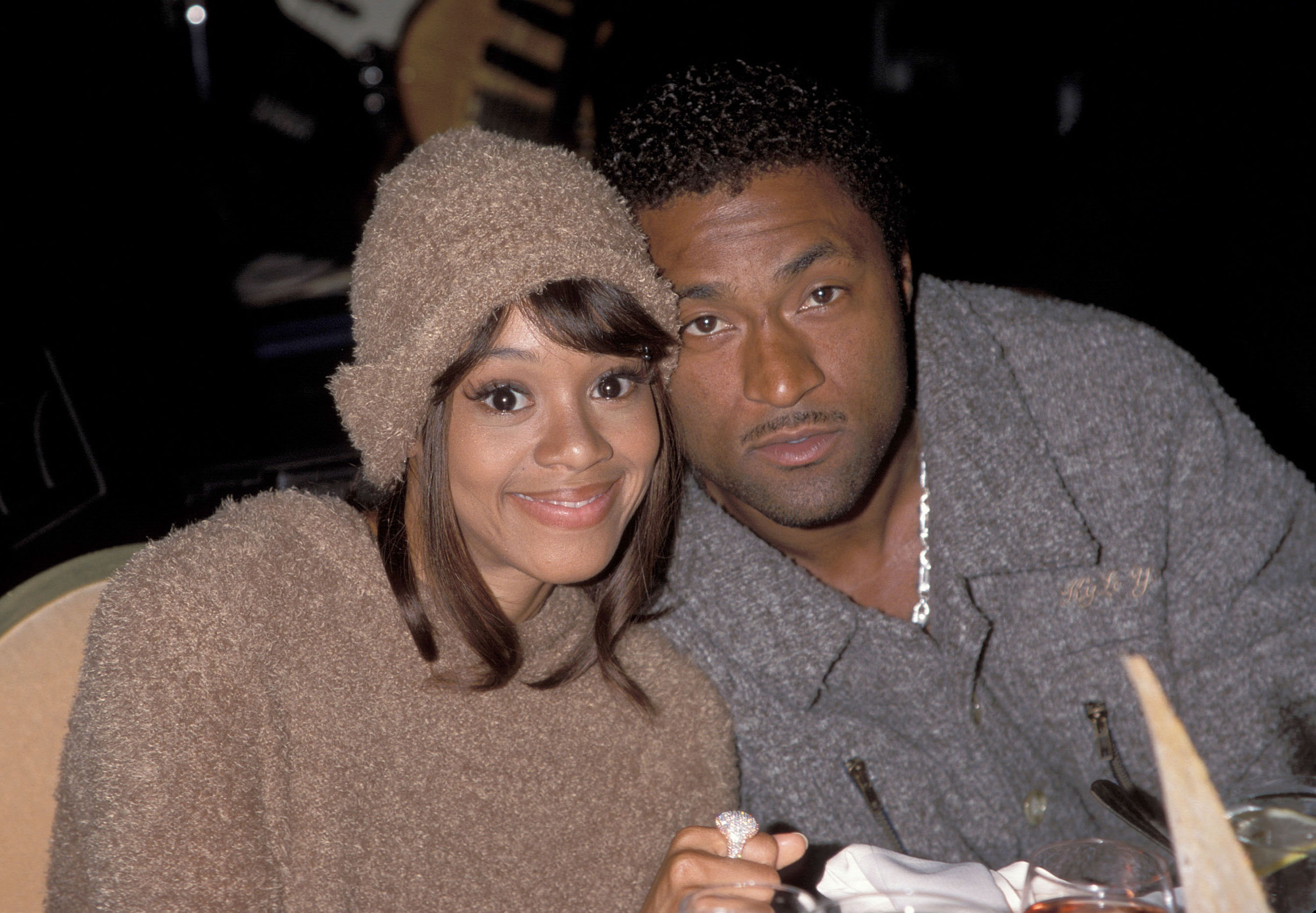Lisa "Left Eye" Lopes and Andre Rison during the Arista Pre-Grammy Party in an undated photo | Source: Getty Images