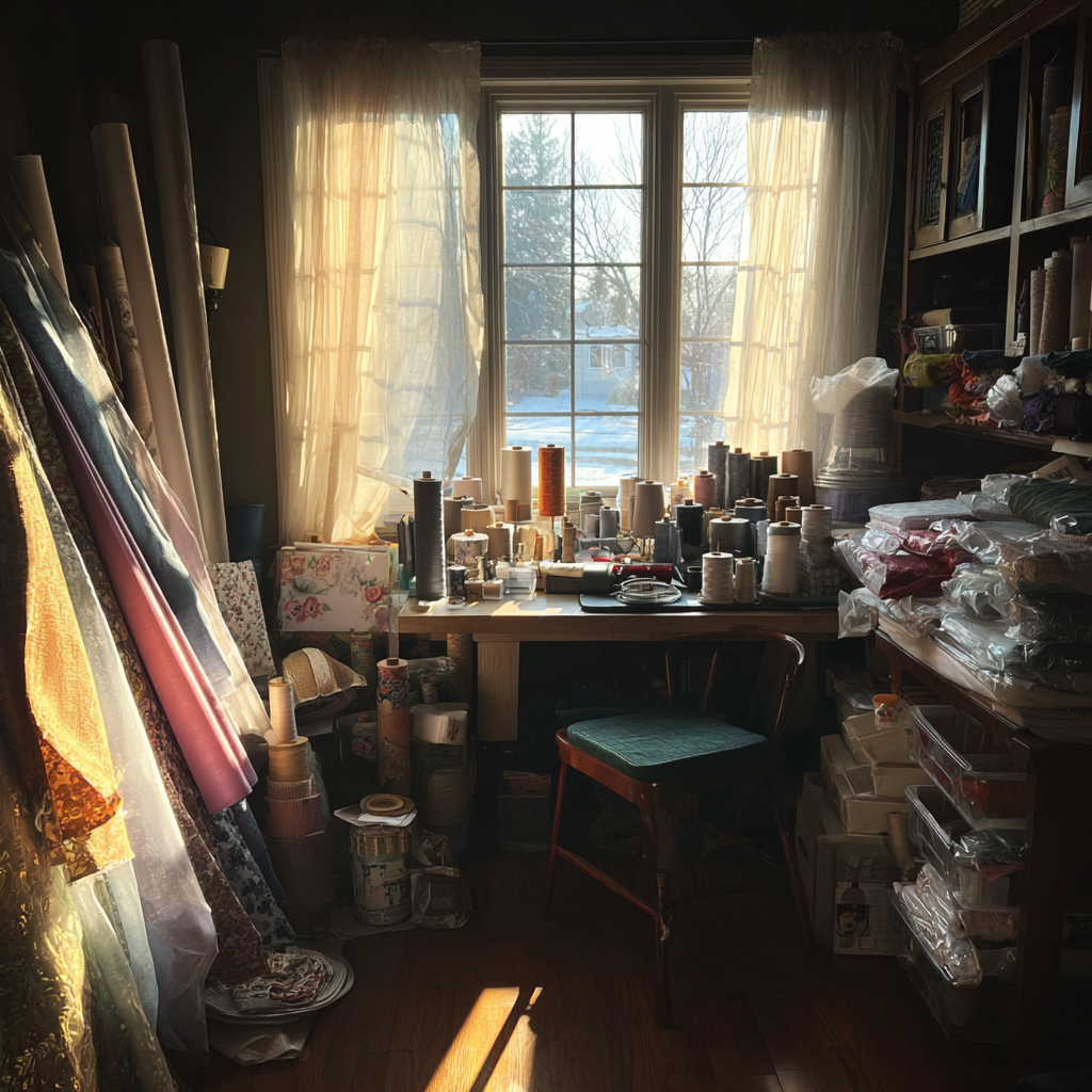 The interior of a home sewing studio | Source: Midjourney