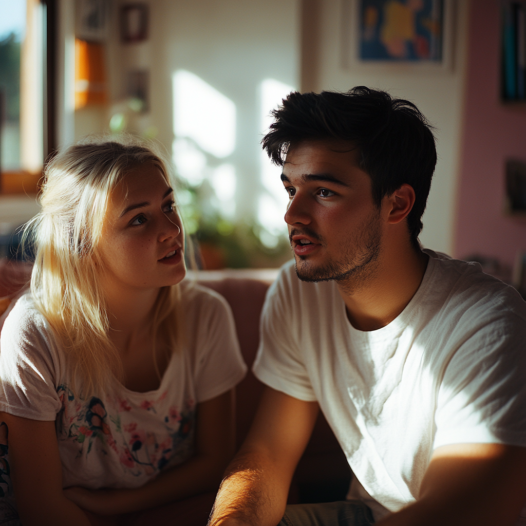 A man talking to his wife | Source: Midjourney