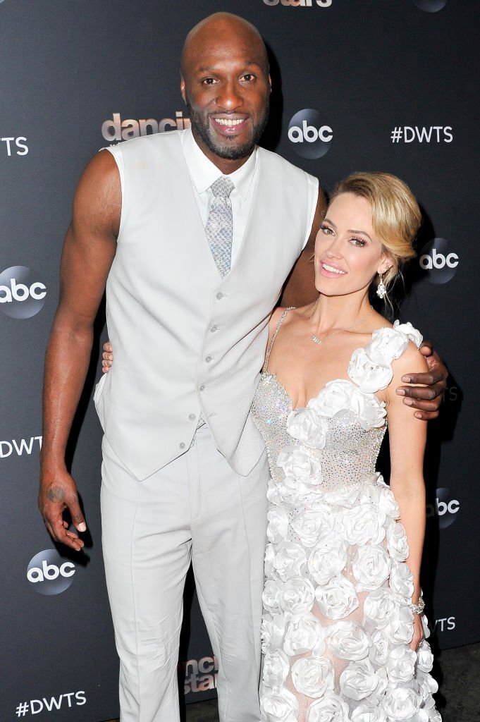 Lamar Odom and Peta Murgatroyd pose for a photo after the "Dancing With The Stars" Season 28 show at CBS Television City | Getty Images