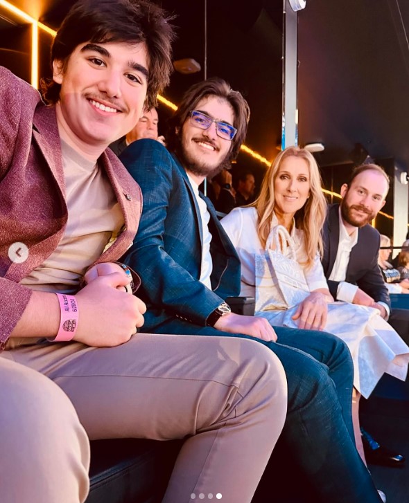 Céline Dion, Eddy, Nelson, and René-Charles Angélil posing together on June 29, 2024 | Source: Instagram/celinedion