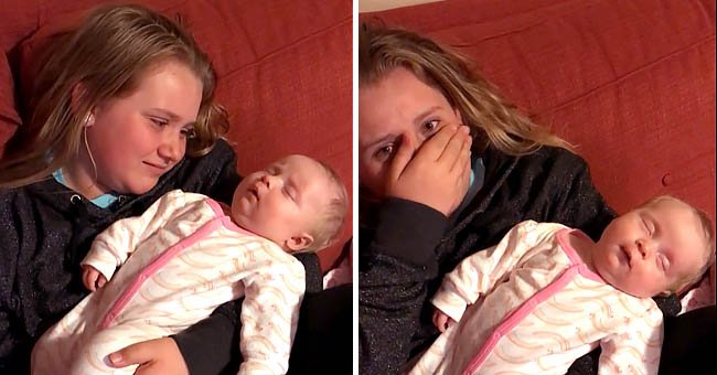 Girl Sings to Her Sleeping Sister in 2017, Then a Small Gesture from the Baby Makes Her Cry