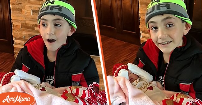 10-year-old boy who got surprised with a new sibling. | Photo: YouTube/Love What Matters