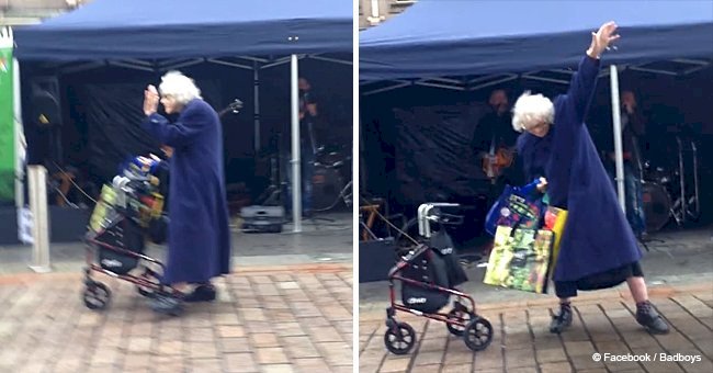 Granny hears popular AC/DC song and busts out some pretty sweet dance moves