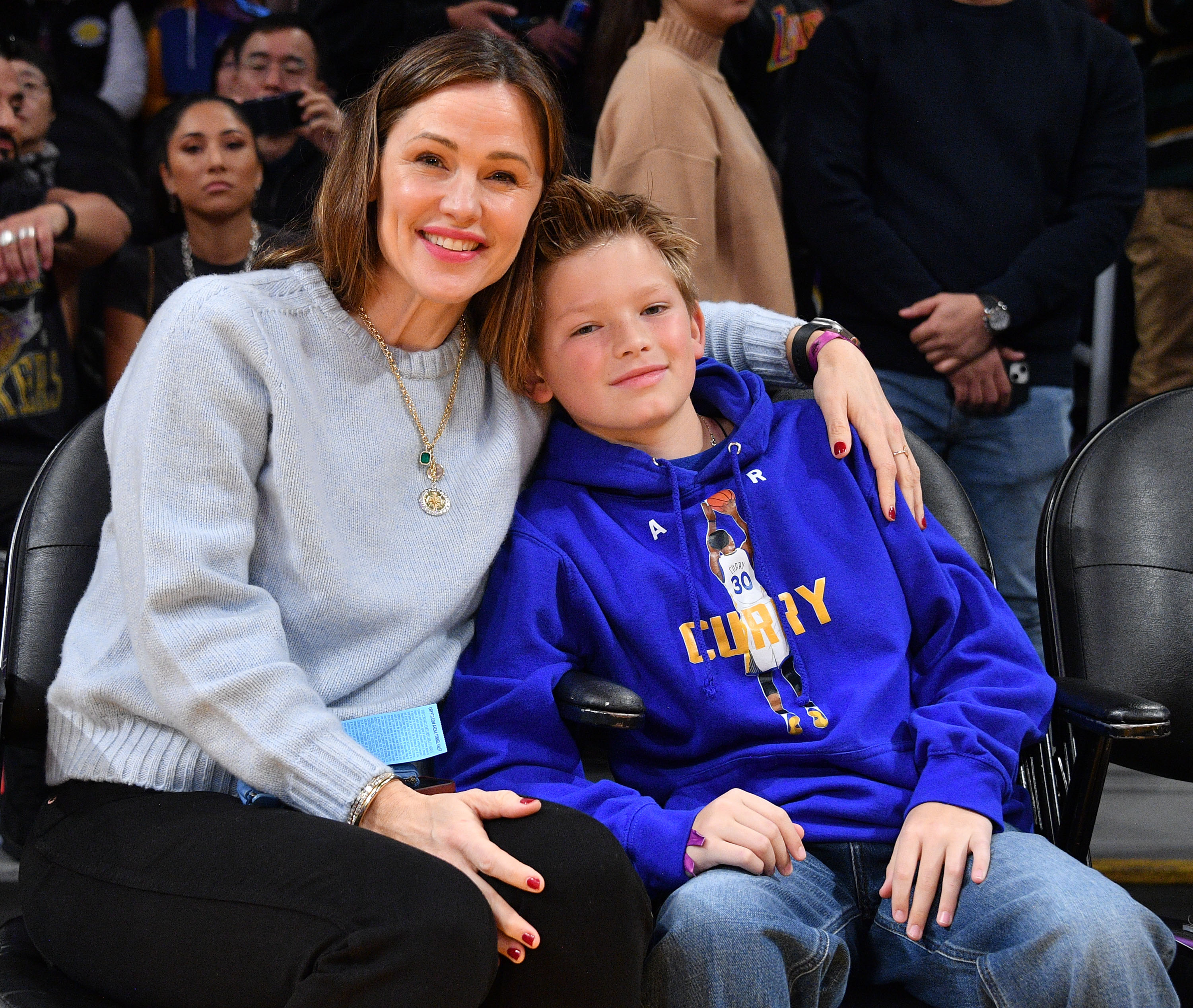 Jennifer Garner and her son Samuel Garner Affleck attend a basketball game between the Los Angeles Lakers and the Golden State Warriors at Crypto.com Arena on March 05, 2023, in Los Angeles, California. | Source: Getty Images