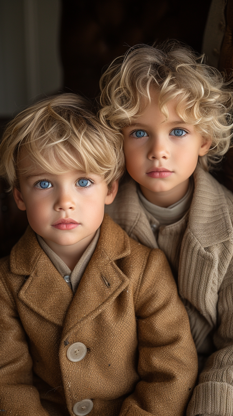 A close-up of two little boys | Source: Midjourney